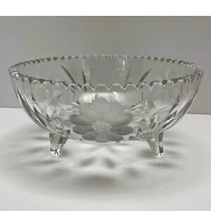 Vintage American Brilliant Cut Crystal, Sawtooth Rim, Footed 8" Bowl (1940s)